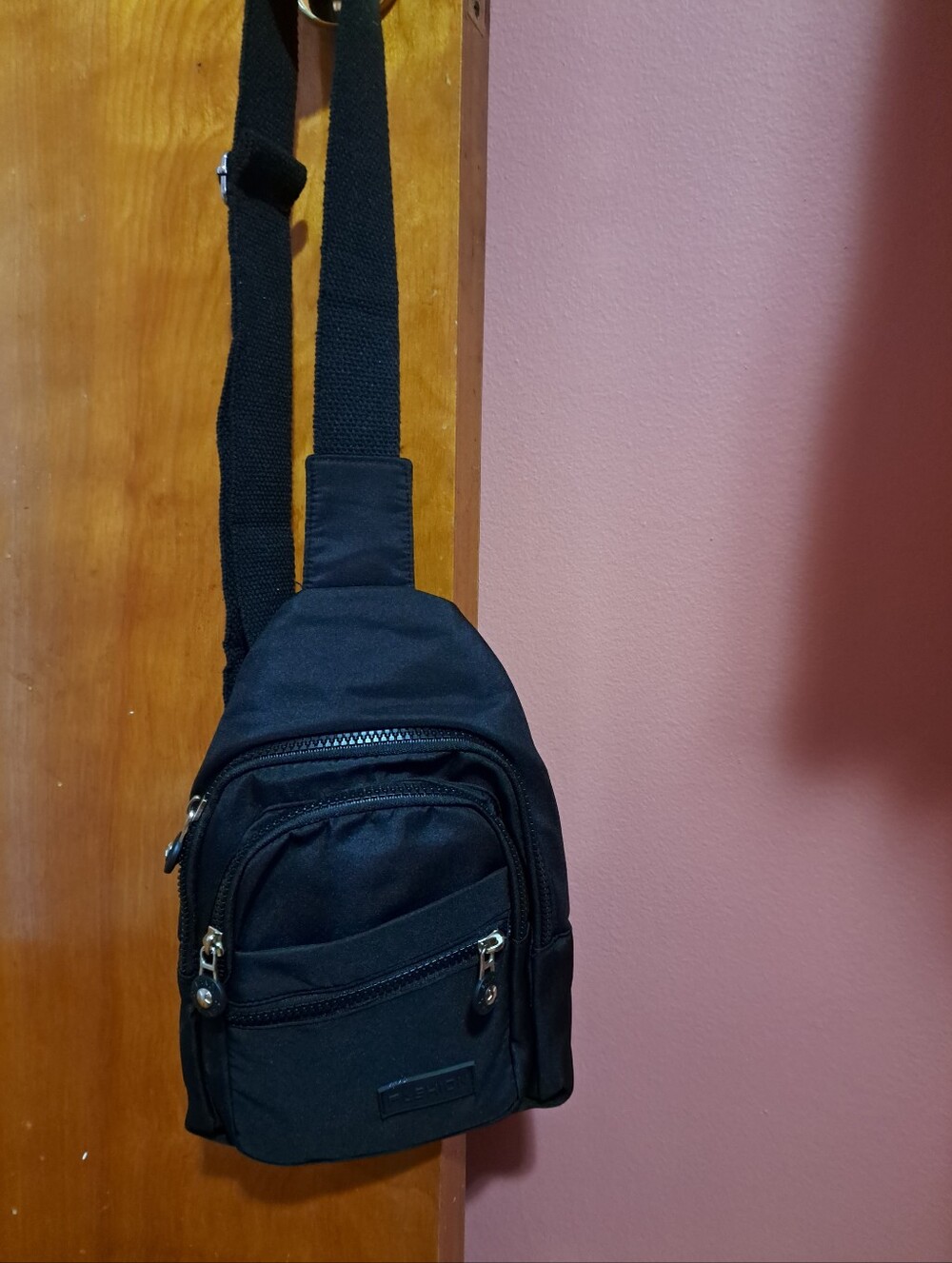 Classic Black Zipper Sling Athletic Bag